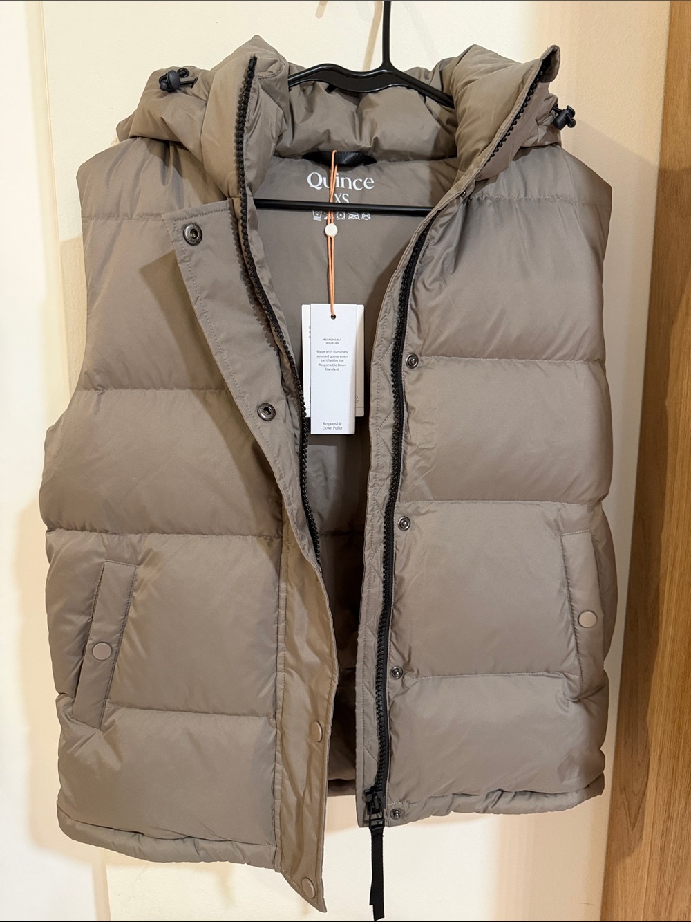 Quince Women’s Hooded Puffer Vest - Taupe